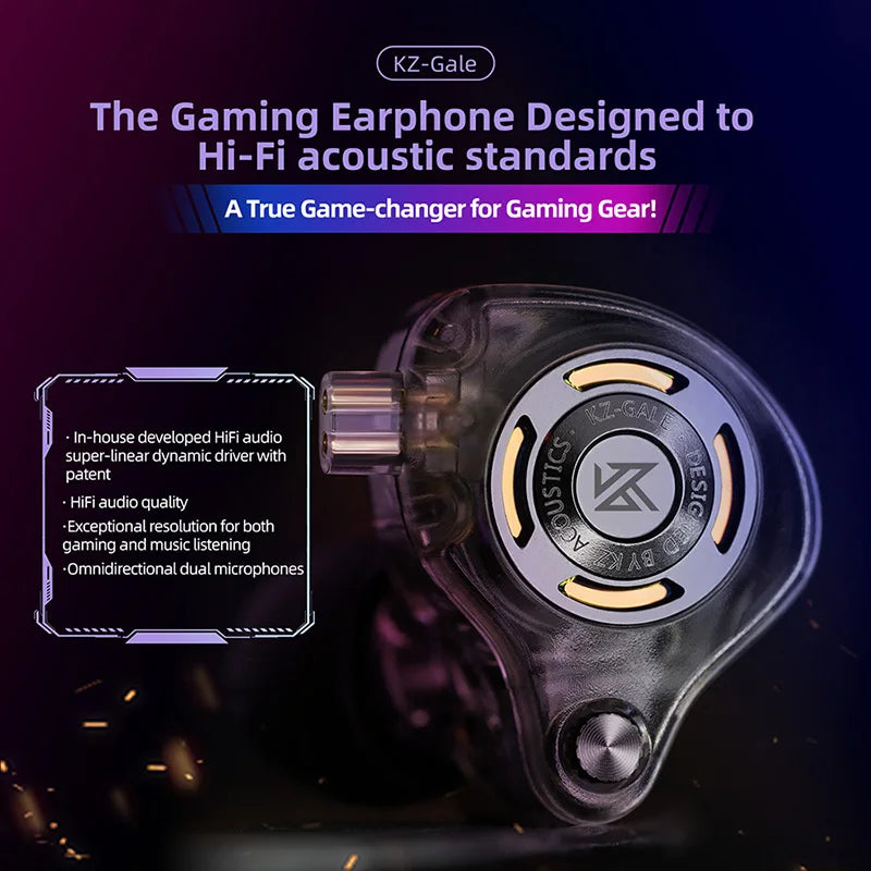Pre-order KZ Gale In-Ear Super-Linear Driver Hifi IEM Earphone for Game with Detachable Silver-Plated Recessed 2-Pin Cable