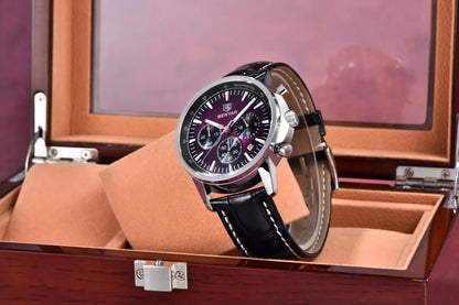 Reloj de lujo para hombre Benyar: cronógrafo con fecha, correa de piel, resistente al agua, luminiscente, estilo deportivo y militar, reloj de cuarzo