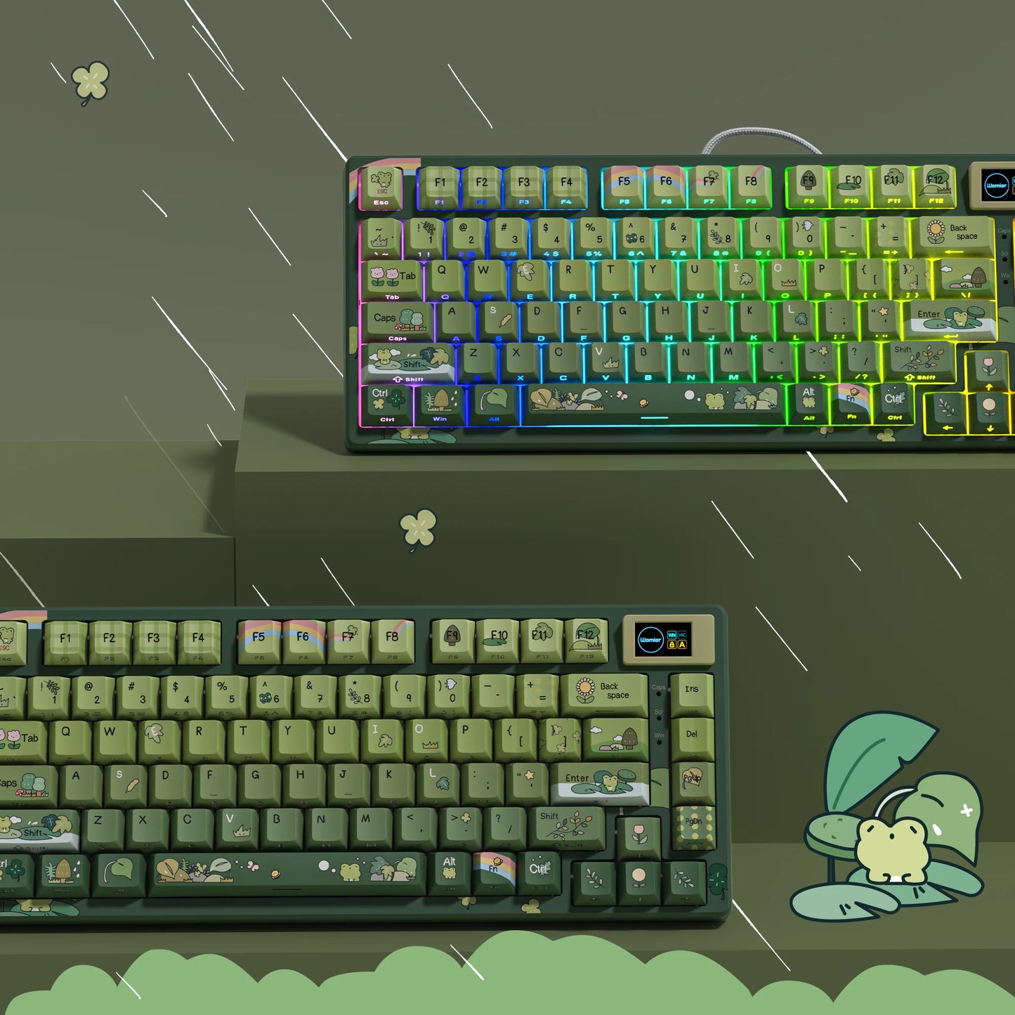 Womier SK80 Green 75% Keyboard with Color OLED Display Mechanical Gaming Keyboard Gasket Mounted RGB Hot Swap Custom Keyboard