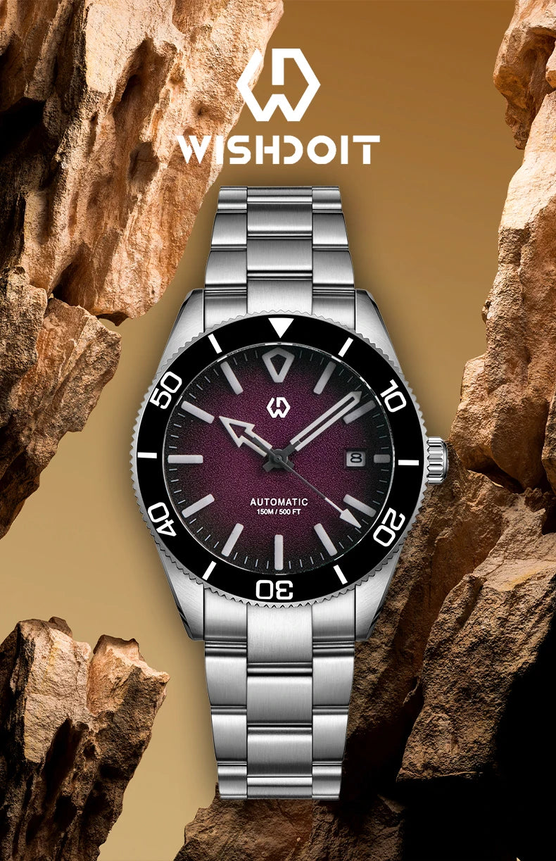 Upgraded Model 9017 Automatic Watch Mechanical 3D Dimensional Luminous Watch Needle Ceramic Bezel 150 Meters Waterproof Diving