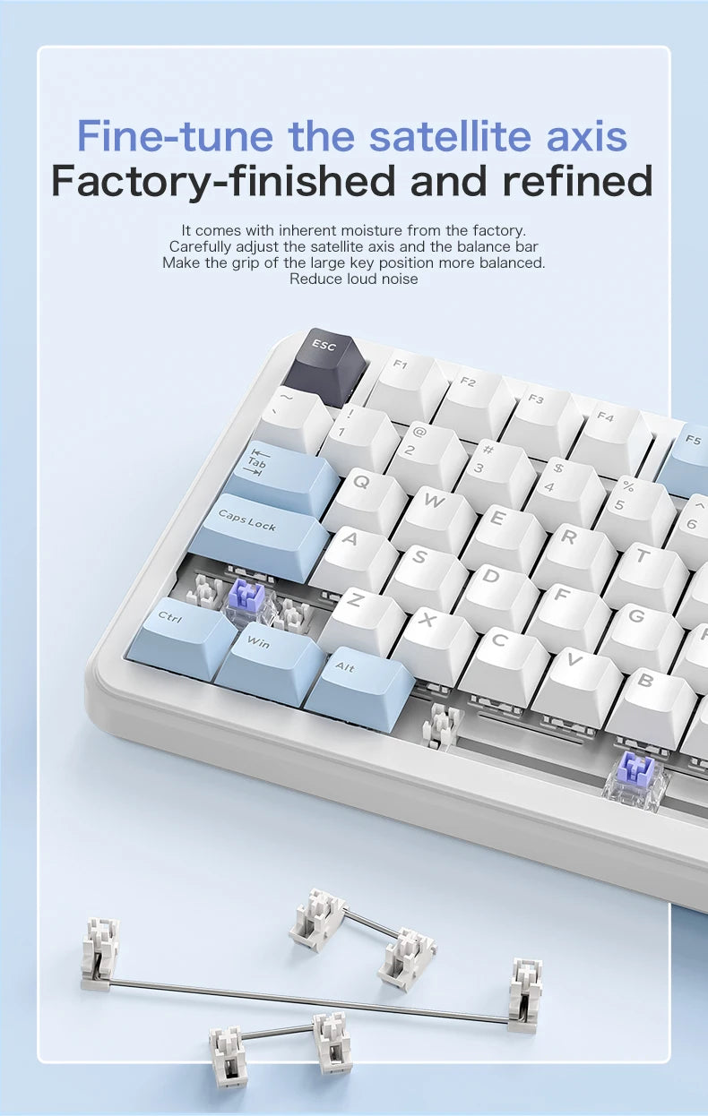 F75 Mechanical Keyboard FREEWOLF 81 Keys Layout Metal Knobs PBT Keycaps,Fully Hot-swappable Keys RGB Multi-color Backlighting