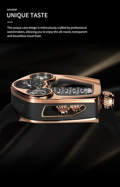 PINDU Design NEW Engine Series Quartz Watch Men's Top-Luxurious Stainless Steel Compass Waterproof Swiss Quartz 762 Movement Watch