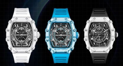 Unique Blue Fashion Brand Men's Watches Silicone Strap Waterproof Out Door Sport Military Watches for Men Multi Function Luxury