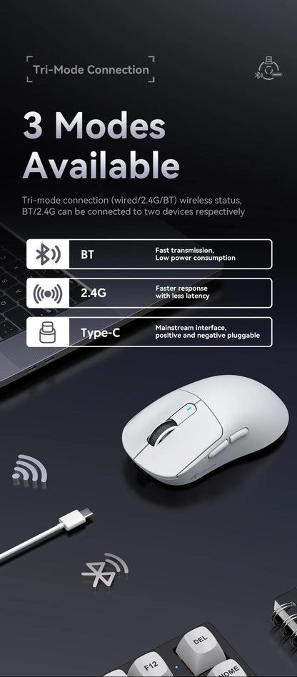 ATTACK SHARK X3 Three-mode Mouse 1K Hz,X3Pro Bluetooth Wireless Mouse 4K Hz Lightweight,PAW3395,650IPS Mobile Speed