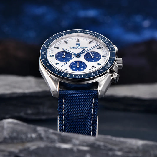 PAGANI DESIGN New Moon -miestenkello, kvartsikoneisto, monitoiminen kronografi, urheilukello, ylellinen safiirilasi