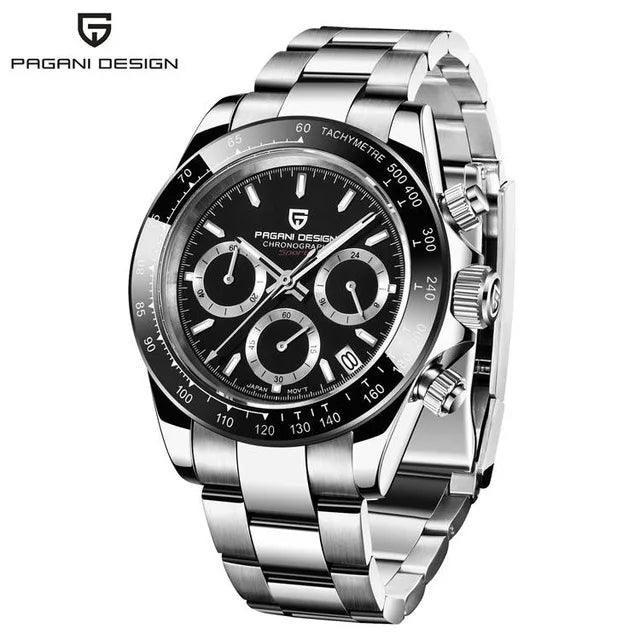 PAGANI DESIGN V2 40MM Reloj de cuarzo para hombre con esfera de meteorito, cristal de zafiro, cronógrafo retro y resistente al agua