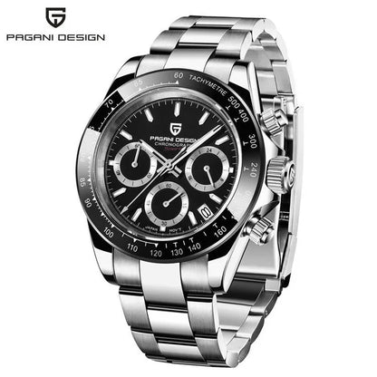 PAGANI DESIGN V2 40MM Reloj de cuarzo para hombre con esfera de meteorito, cristal de zafiro, cronógrafo retro y resistente al agua