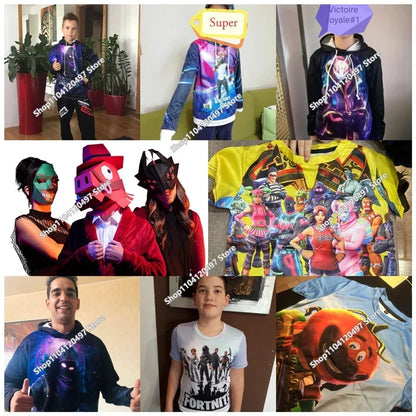 Children's Fortnite 2024 Sweatshirt 3D Digital Printed Hoodie Men's and Women's Pullover Jacket Long Sleeve Children's Gift