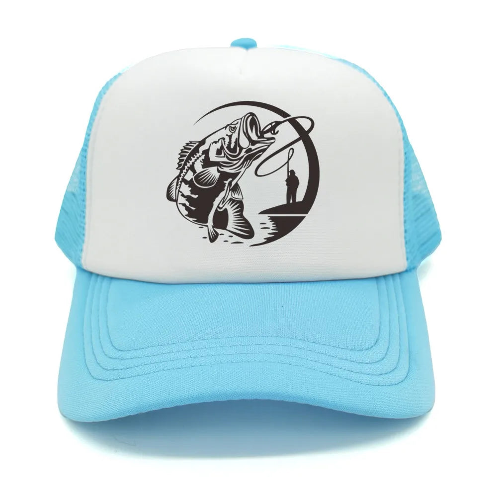 Fishing Skeleton Trucker Cap Summer Men Cool Fisherman Fishing Hat Baseball Cap Unisex Outdoor Mesh Net Caps MZ-238