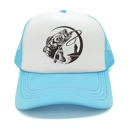 Fishing Skeleton Trucker Cap Summer Men Cool Fisherman Fishing Hat Baseball Cap Unisex Outdoor Mesh Net Caps MZ-238