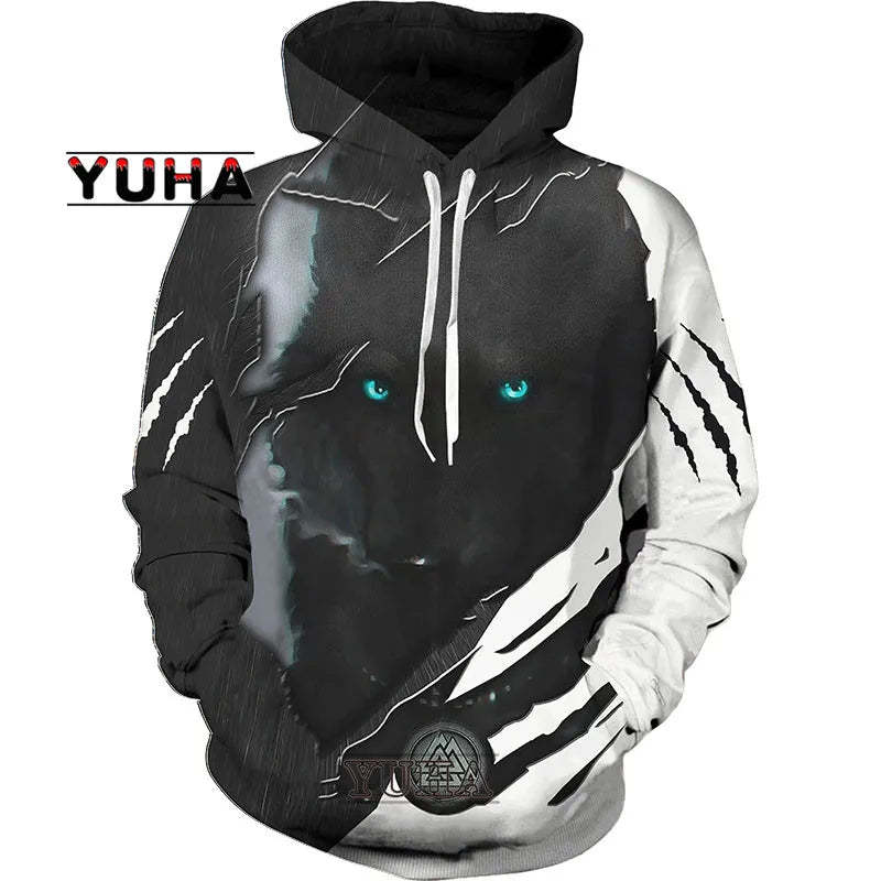 Wolf 3d Printed Hoodies Unisex Cool  Pullover Animal Graphic Sweatshirt Men’s Street Wear