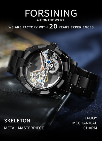 2024Top Brand Luxury Stainless Steel Skeleton Tourbillon Automatic Movement Men Watch Mechanical Waterproof Luminous Wrist Clock