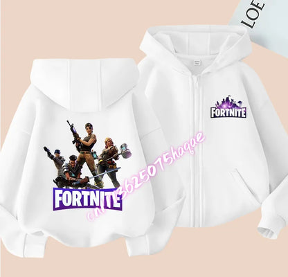 Giacca outdoor per bambini Cartoon FORTNITED per bambina e bambino, felpa cappotto, giacca a vento leggera di alta qualità, giacca autunnale con zip, abbigliamento top