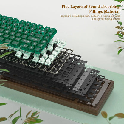 Womier WD75 QMK/VIA Wooden Gaming Keyboard 8000mAh Tri-Mode Wireless Mechanical Custom RGB Hot Swappable Keyboard