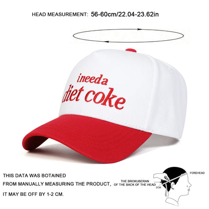 Unisex INEED A DIET COKE Letter Embroidery Baseball Caps Spring Autumn Outdoor Adjustable Casual Hats Sunscreen Hat Sports Cap