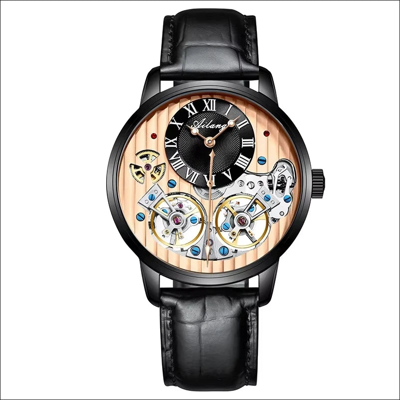 AILANG watch men's advanced expensive automatic mechanical watch Rome double tourbillon waterproof watch.