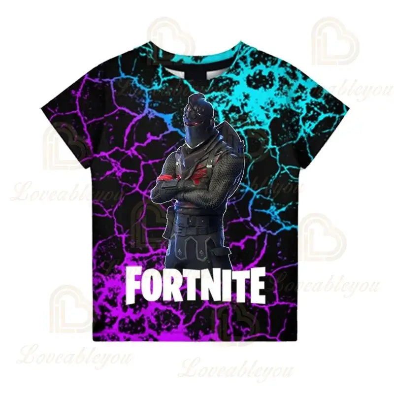 Fortnite T-Shirt für Jungen – Kinderoberteil für den Sommer, Kinderkleidung mit lustiger 3D-Battle-Royale-Game-Grafik, T-Shirt für Kleinkinder und Mädchen