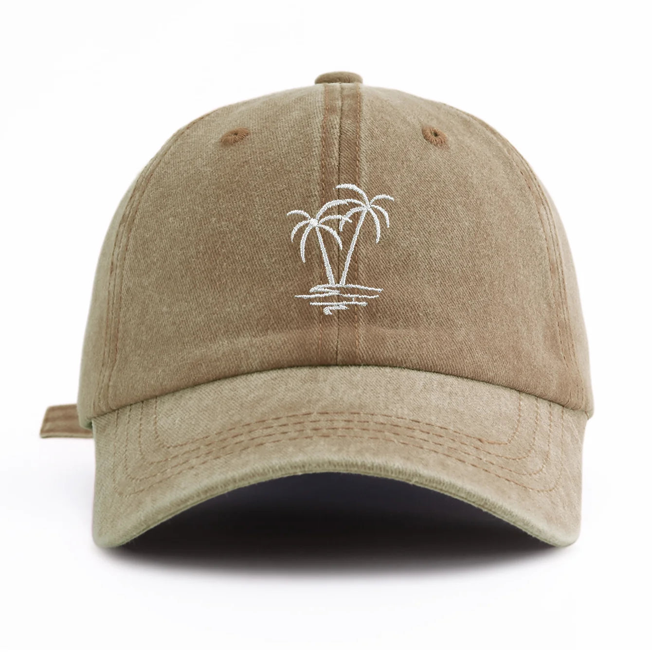 1pc Coconuttree Embroidery Washed Baseball Cap For Adults,Minimalist Retro Style Casual Soft Adjustable Dad Hat, Perfect As Gift