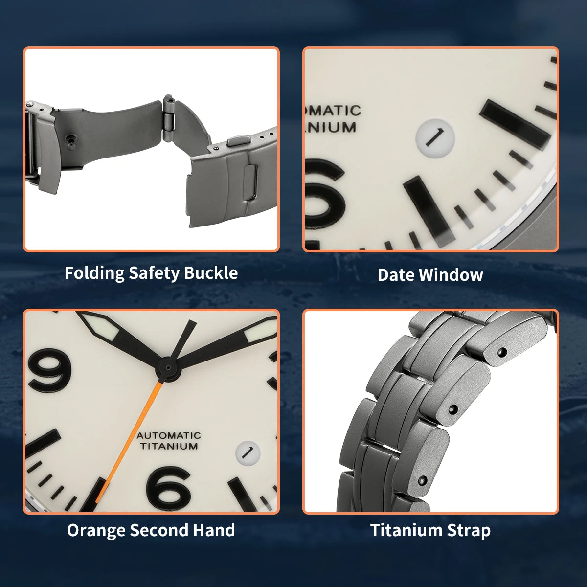 BERNY Aviation Top Titanium Mechanical Men Watch Sapphire AR Coating Supper Luminous 10Bar Sport Watch Titanium Aviation Watches