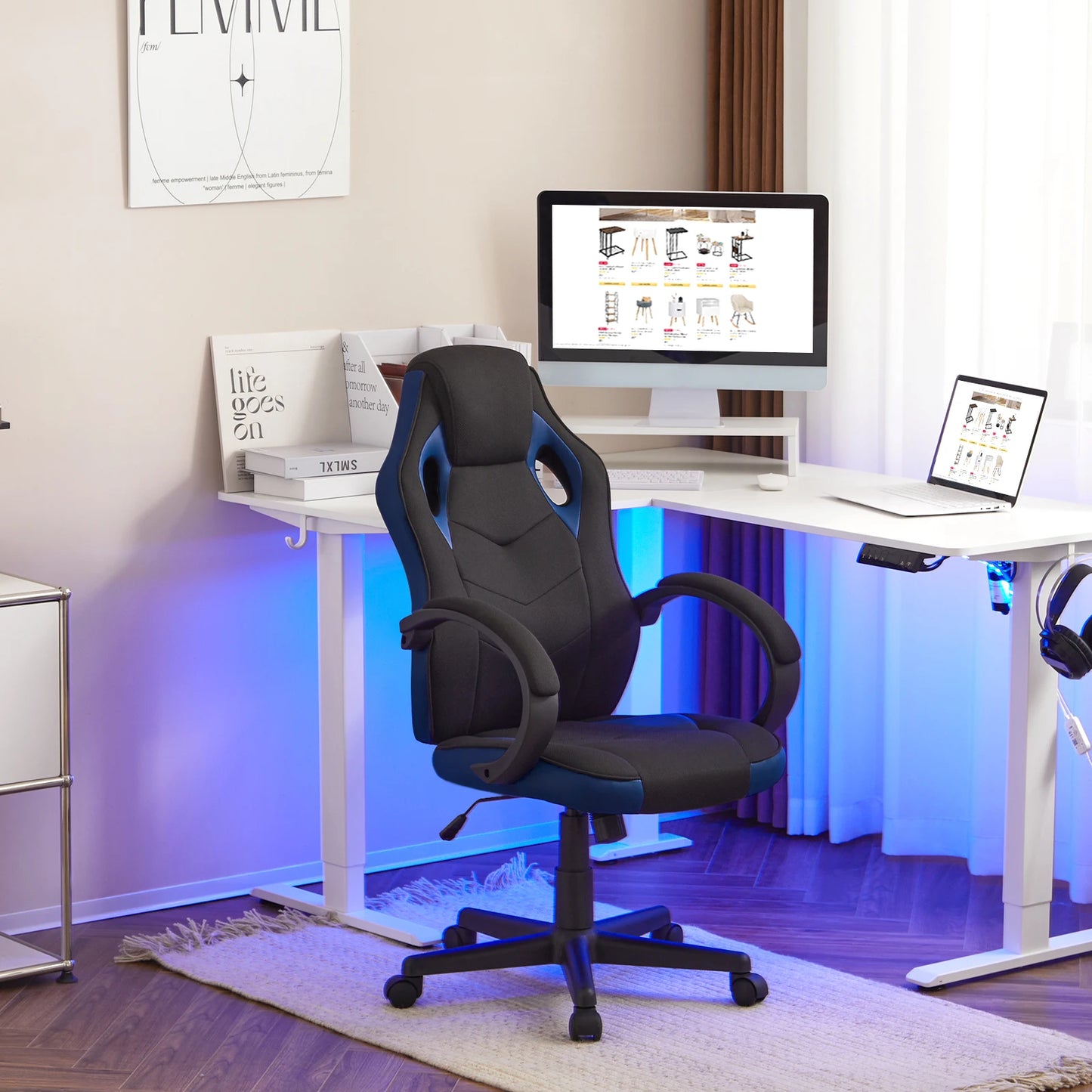 WOLTU Ergonomic Design Gaming Chair Gamer Armchair Office Computer Chair Tilt Mechanism Adjustable Height 360° Swivel High Back