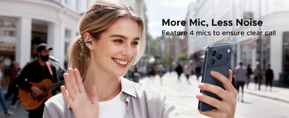 UGREEN ClipBuds Open-Ear Wireless Headphones Bluetooth 6.0 with 4 Mic Clear Call, Earbuds Clip on Earphones 30H Playtime