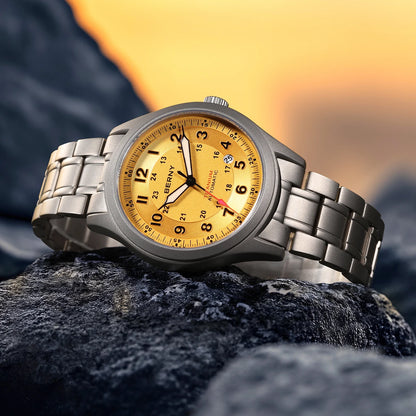 BERNY Automatic Full Titanium Watches for Men Sapphire Super Luminous Mechanical Field Watch Date 10ATM Sports Easy Read