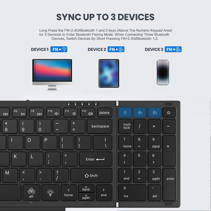 Portable Bluetooth Dual Mode Wireless Touchpad Keyboard with RGB Backlit,98Keys Foldable Office Keyboard for PC/Laptop/Mac-Black