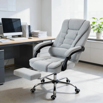Massage and heated office chair, office chair, adjustable height, reclining back, 65x70x111-119cm, gray