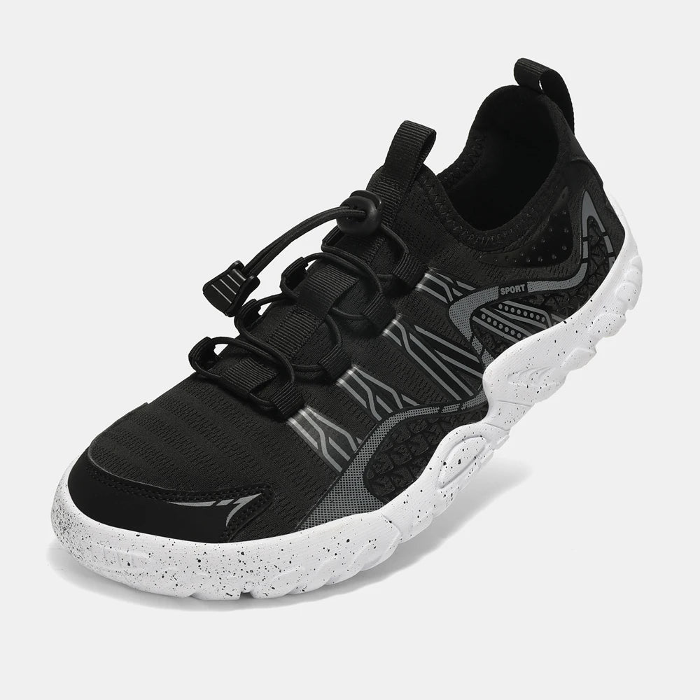 Oiaano Wide Barefoot Man Sports Shoes Black Mesh Knit Ultra Light Breathable Leisure Working Jogging Outdoor Soft Sole Zero Drop