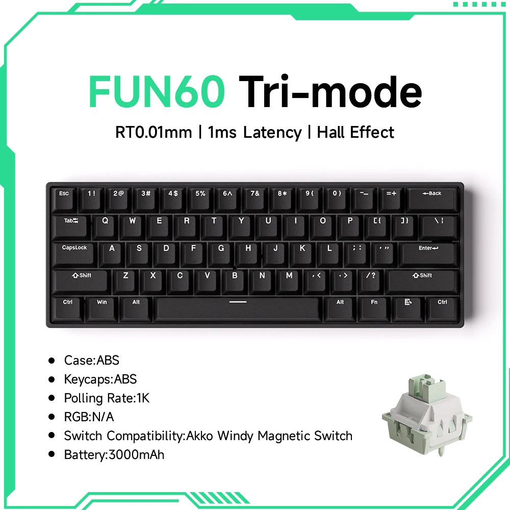 MONSGEEK FUN60 PRO&MAX HE Mechanische Tastatur mit Magnetschaltern, 60% kabellose Gaming-Tastatur, Rapid Trigger, 8K ARGB, Custom-Tastatur