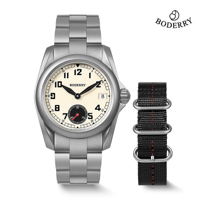 BODERRY Men's Field Watches Titanium Automatic Top Brand Wristwatch 100M Waterproof Clock Military Watch for Men