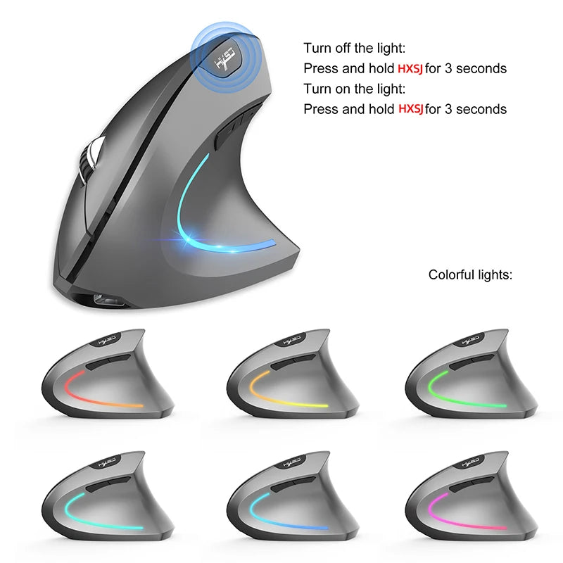Wireless Mouse Bluetooth Vertical Mouse Dual-Mode Silent Mouse Rechargeable Gaming Mouse For Win Mac OS Laptop Computer Mouse