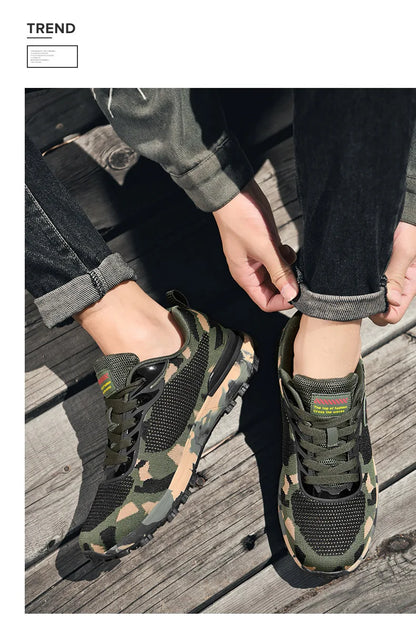 Men's camouflage breathable sports shoes are comfortable and non slip soft soled shoes suitable for men's outdoor activities