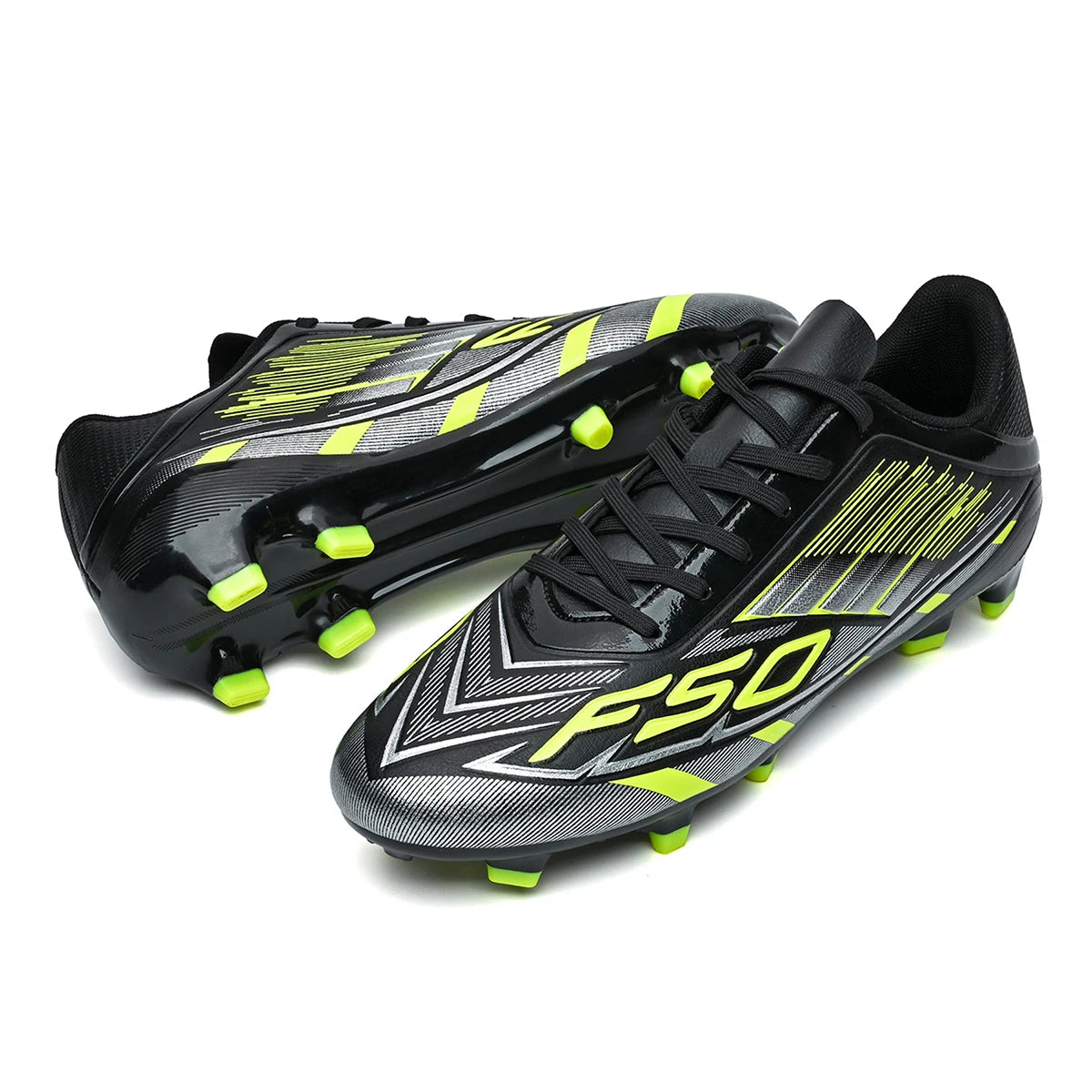 Chaussures de football AG FG pour adultes, tissu PU doux et agréable pour la peau, semelle extérieure antidérapante en TPU, résistantes à l'usure, pour les matchs sur gazon du week-end