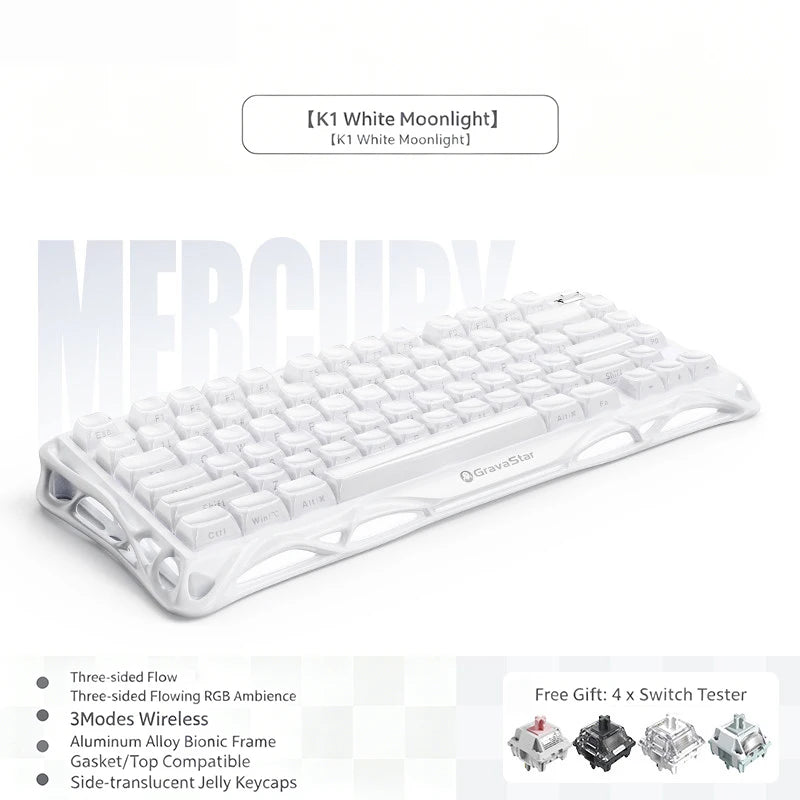Mercury K1 Grava Star Breaking 75 RGB Mechanical Keyboard Gaming Bluetooth 2.4G Wired RGB Hotswap Gamer Non-contact Keyboard