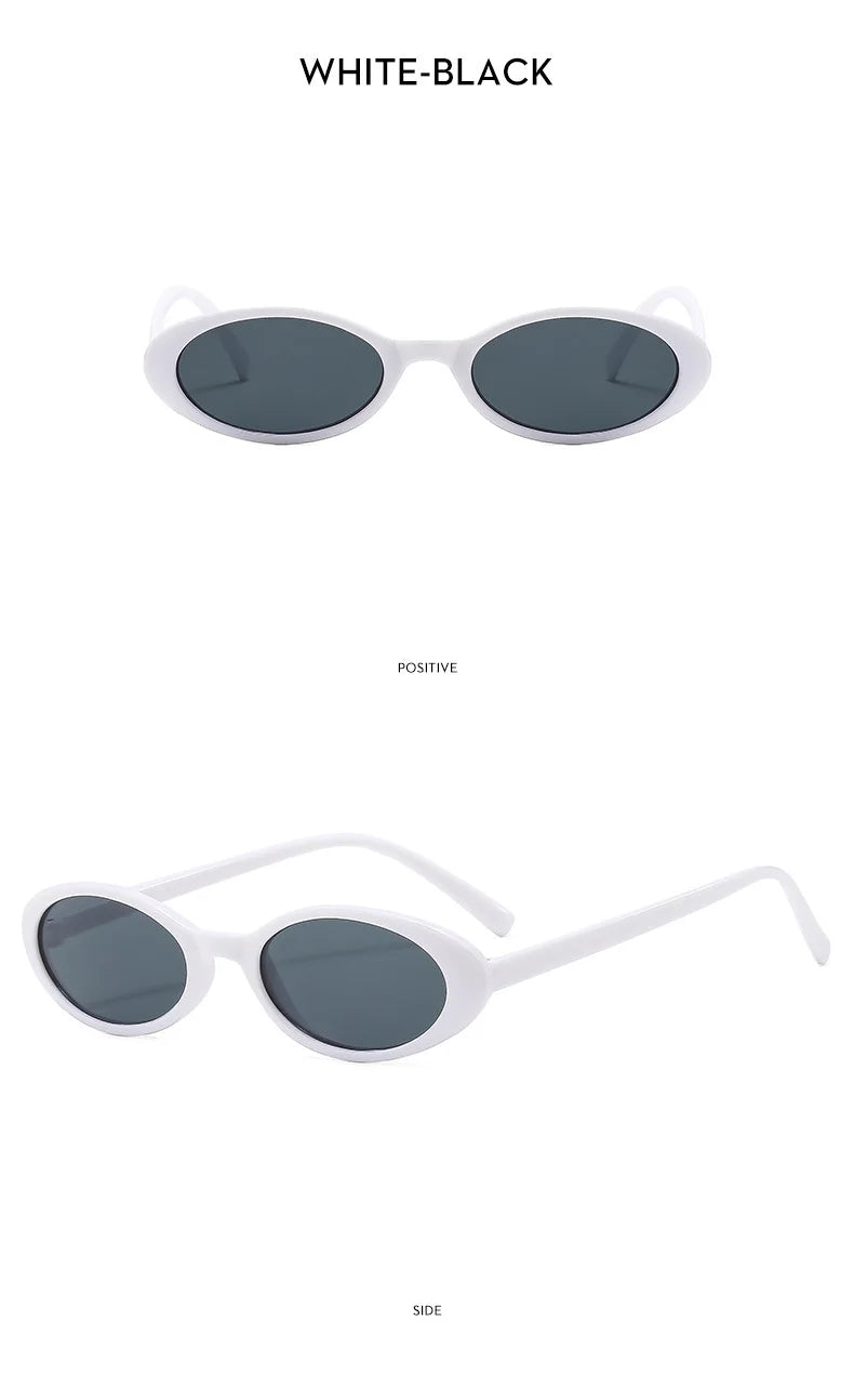 New Small Oval Sunglasses Women Men Trendy Vintage Hip Hop Cat Eye Sun Glasses Female Leopard Black Punk Eyewear UV400 Oculos