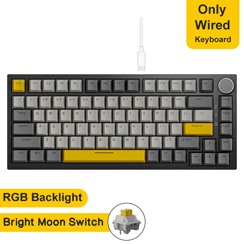 Ajazz AK820/AK820Pro Gaming Mechanical Keyboard Bluetooth 5.1/Wireless/C-Wired Customized Keyboard with Knob Hot Swapping Gasket