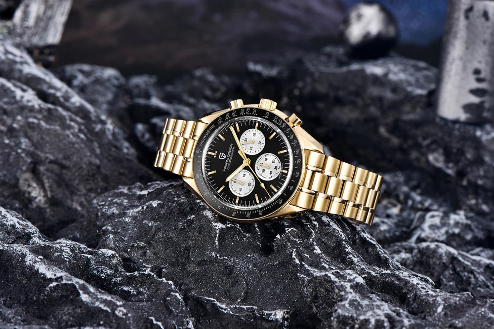 Reloj PAGANI DESIGN Moon: cronógrafo de cuarzo de lujo para hombre, estilo deportivo, cristal de zafiro con tratamiento antirreflectante, esfera luminiscente