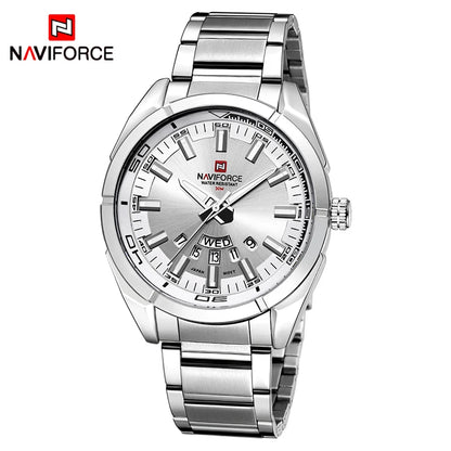 Reloj para hombre NAVIFORCE, totalmente de acero, hermético, estilo informal, movimiento de cuarzo con indicador de fecha – Reloj de pulsera de lujo para hombre, de una marca líder.