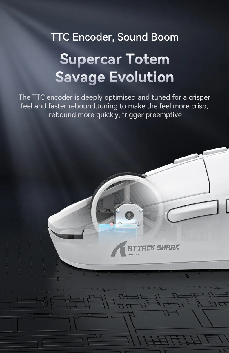 Attack Shark X6 Lightweight Wireless Gaming Mouse with 3 Mode Up to 26K DPI RGB Backlight Charging Base for Laptop Deskbtop