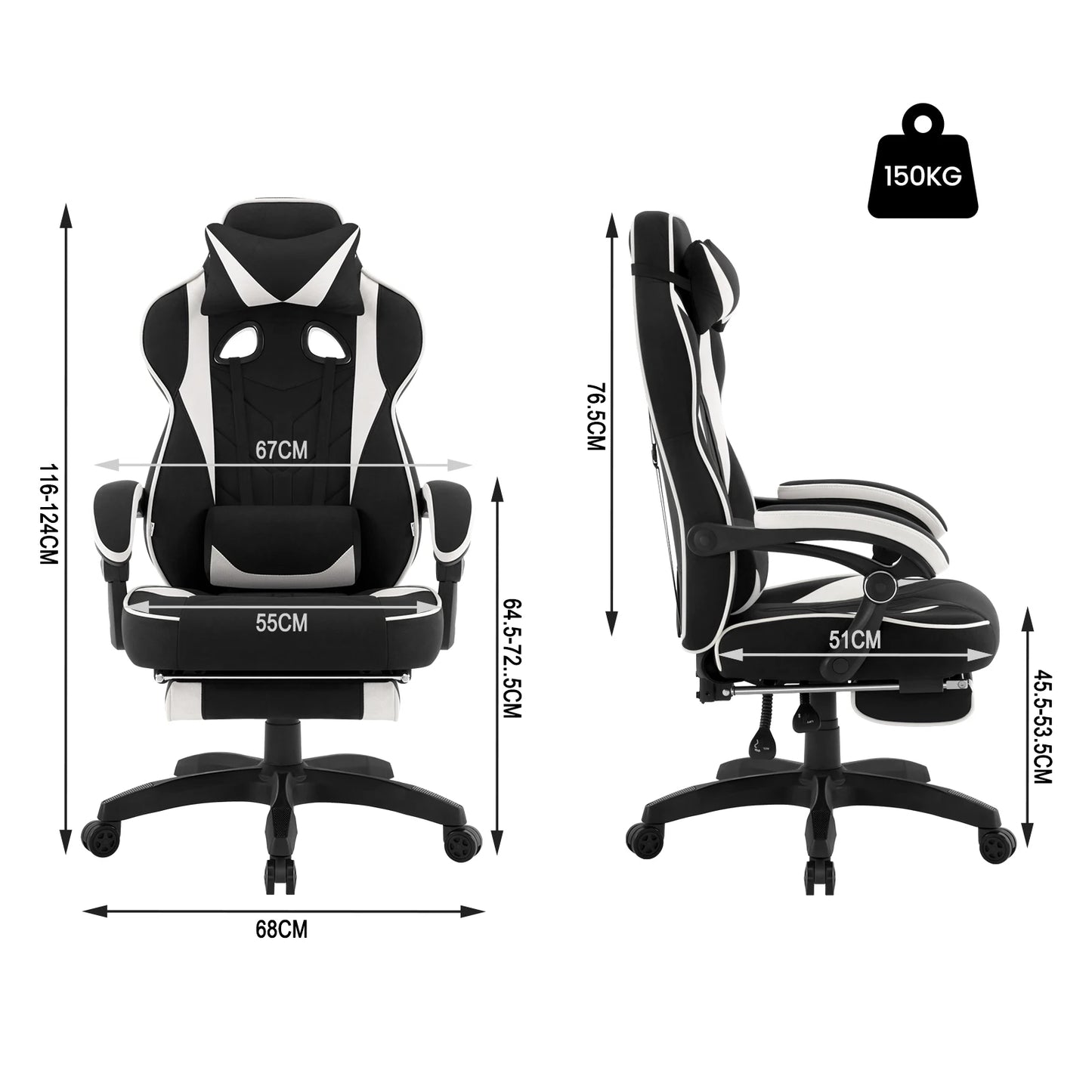 WOLTU Ergonomic Gamer Computer Chair Executive Office Chair Breathable Gaming Chair with Lumbar Cushion Headrest Footrest