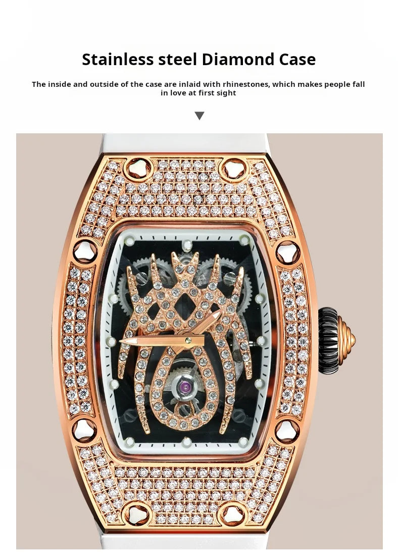 HANBORO Spider Collection Spider Ruby and Diamond Crafted Luminous Full Diamonds Luxury Women's Watch