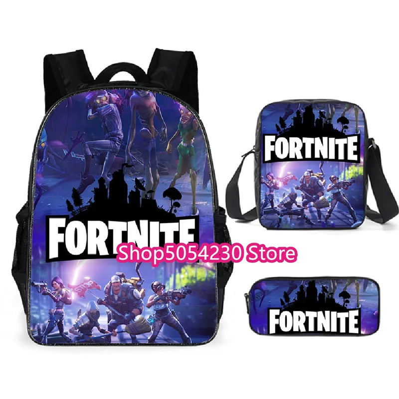 Fortnited 3PCS Backpack for Boys Victory Game 16 Inch Water Resistant Preschool Knapsack Cool Elementary School Backpacks