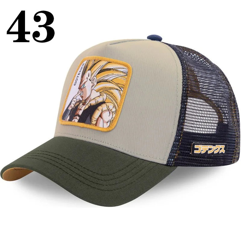 Dragon Ball DRAGONBALL sieťovaná čiapka, kreslená sieťovaná čiapka, pánska a dámska bejzbalová čiapka, módna čiapka s nášivkou, trucker čiapka