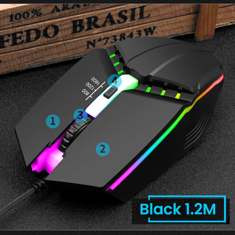 RGB Wired BackLight Mute USB Mice USB Wired Gaming Mouse for Desktop PC Notebook Computer Home Office LED Luminous 1600DPI