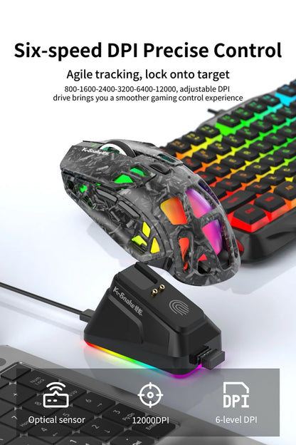 Lenovo Tri-Mode Lightweight Gaming Mouse with RGB Charging Dock 12000DPI 2.4G/Bluetooth/Wired Ergonomic Mouse for PC Laptop