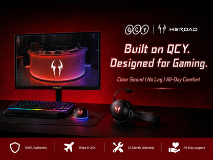 QCY Casque Gamer Sans Fil Heroad VT200 avec Microphone Détachable, Casque Over-Ear, Connexion Tri-Mode, Son Surround 7.1 pour PC, PS4 et PS5