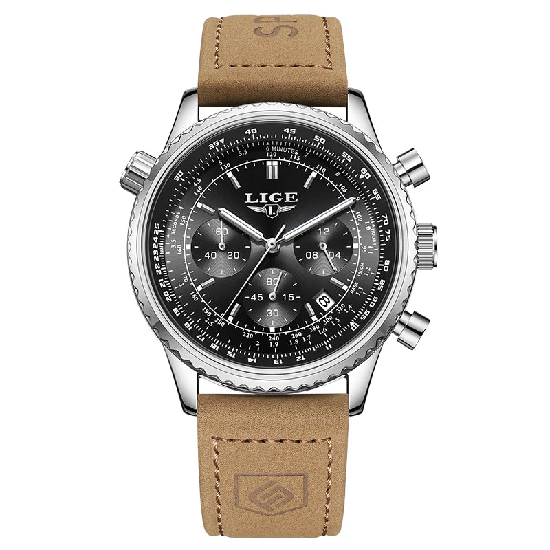 Reloj de lujo para hombre LIGE – Cronógrafo con fecha, de acero inoxidable, hermético, luminiscente, estilo deportivo y militar, reloj de cuarzo para hombre