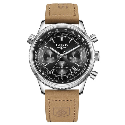 Reloj de lujo para hombre LIGE – Cronógrafo con fecha, de acero inoxidable, hermético, luminiscente, estilo deportivo y militar, reloj de cuarzo para hombre