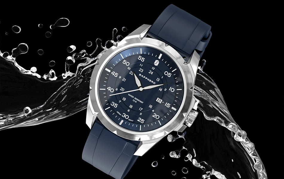 Reloj para hombre SAPPHERO: reloj de cuarzo de lujo, resistente al agua hasta 50 m, equipado con un mecanismo importado y una caja de acero inoxidable. Una idea de regalo ideal para hombre.
